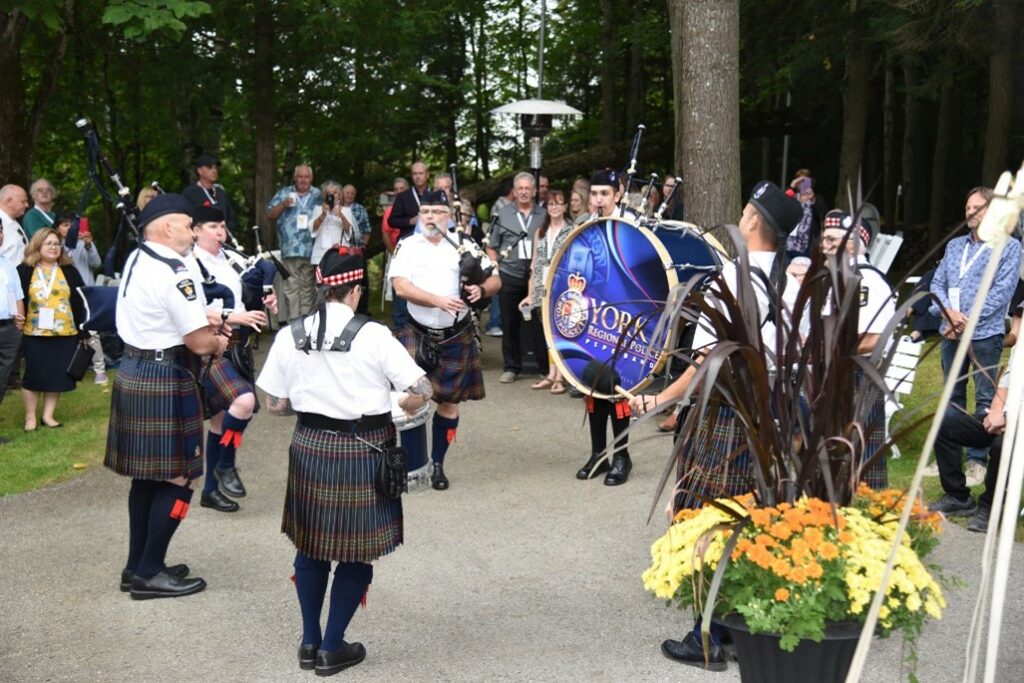 The York Regional Police Pipe Band led the celebration